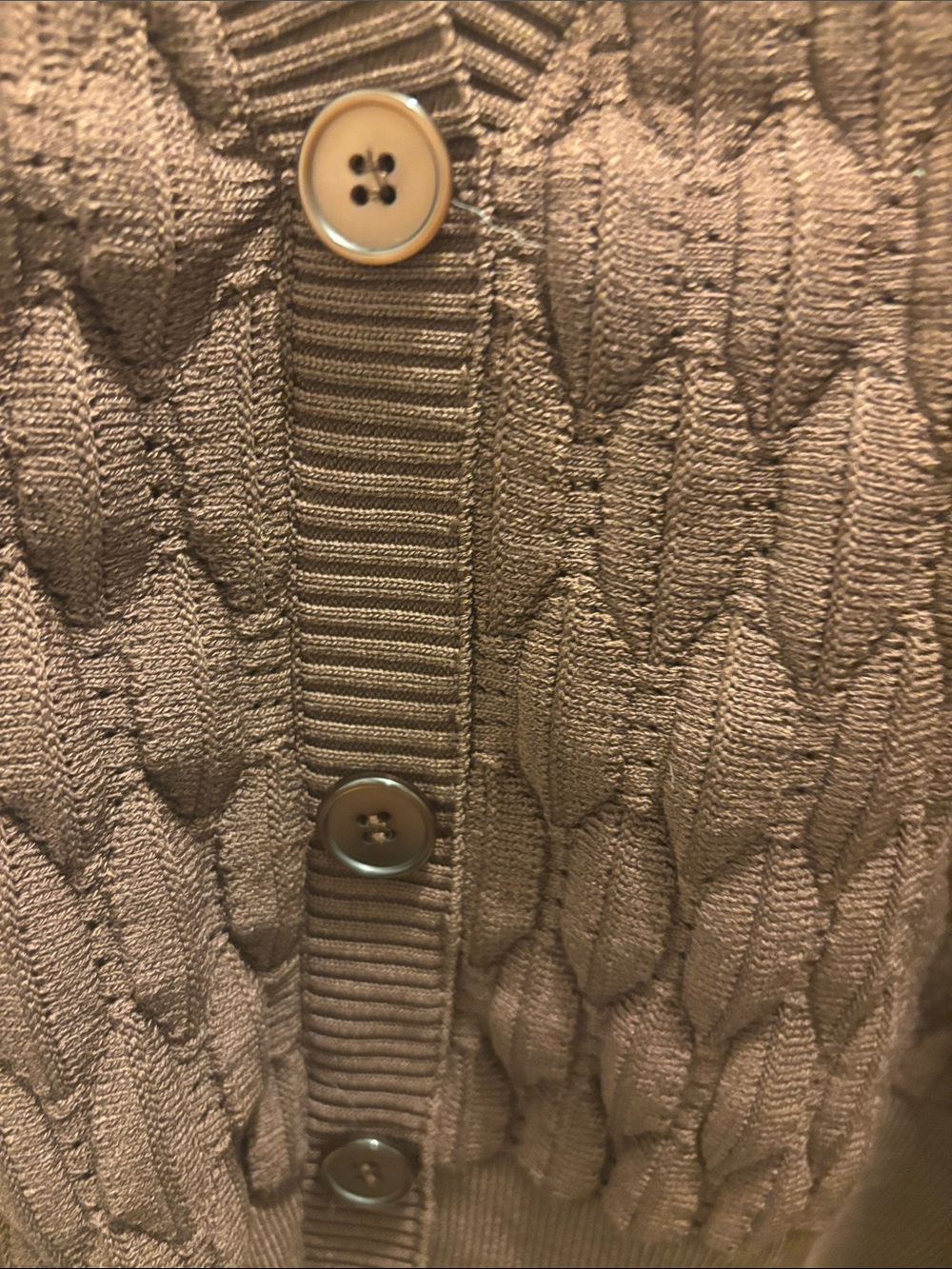 Express Short-Sleeve Cable Knit Cardigan in Brown - Picture 2 of 5